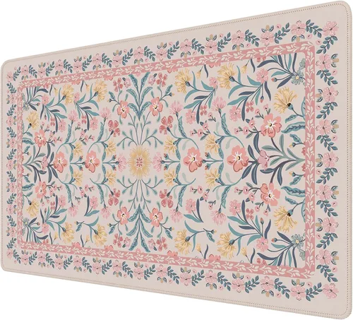 Vista 12 de iCasso Alfombrilla de mouse estética pequeña con diseño floral, mini alfombrilla de mouse portátil rosa, antideslizante y cómoda, de tela para mouse