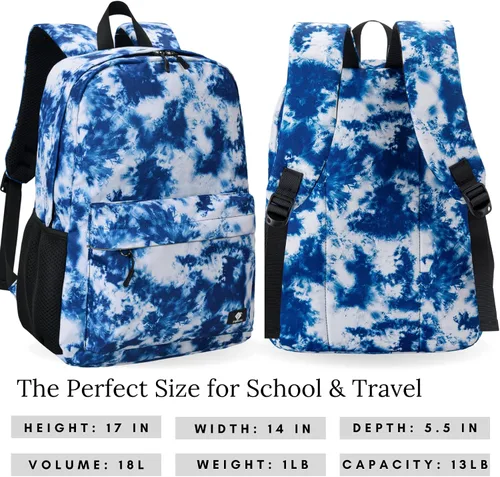 Vista 3 de Fenrici Mochila para niños, niños, mochila para la escuela, bolsas para libros con compartimento acolchado para laptop, 17 pulgadas, Azul