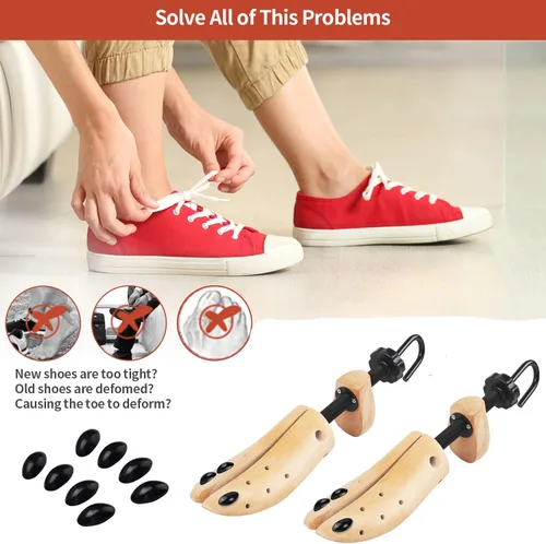 Vista 5 de Hoteelee Pair of Wooden Shoe Stretcher Stretches,Shoe Trees for Men Women Wide Feet Adjust Length & Width Wooden Shoe Expander Shaper for men's