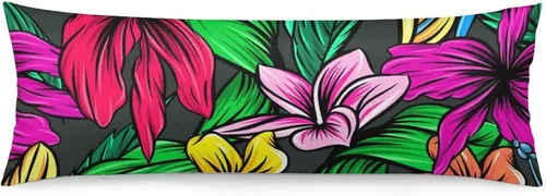 Vista 11 de Funda de almohada corporal de hojas de Monstera tropicales de 20 x 54 pulgadas, funda de almohada personalizada con hojas de palma de selva