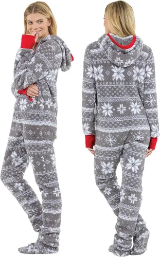 Vista 3 de PajamaGram Pijama de una pieza para mujer, mameluco de forro polar para mujer