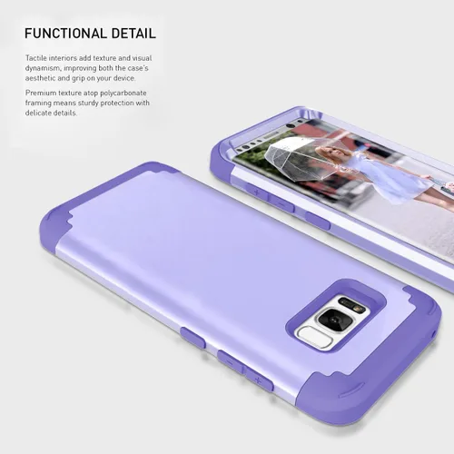 Vista 5 de Funda de teléfono para Samsung Galaxy S8, cubierta dura, a prueba de golpes, de silicona suave, híbrida, defensora de tres capas, resistente