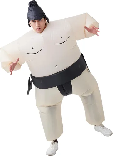 Vista 4 de Inflatable Sumo Costume for Adult, Blow Up Wrestling Suit Halloween Negro