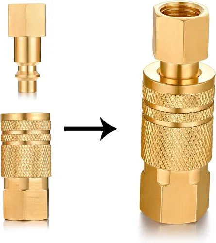 Vista 7 de Kit de acoplador de aire y enchufe, accesorios de aire de conector rápido, accesorio de manguera de aire industrial NPT de 1/4 de pulgada (8 piezas)