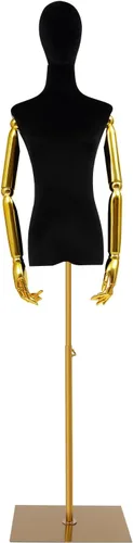 Vista 11 de Vestido de maniquí femenino con brazos de metal, altura ajustable de 59 a 78 pulgadas, soporte de cuerpo con cabeza desmontable, forma de vestido