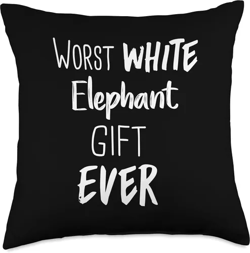 Vista 4 de Worst White Elephant Gift Funny Christmas Holiday Peor almohada de elefante blanco para regalo, 16 x 16 pulgadas, multicolor