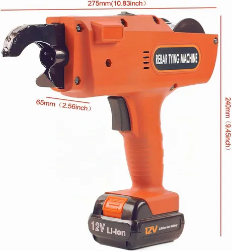 Vista 2 de Máquina de atar barras de refuerzo de 8 a 1.339 in, herramienta automática de atar barras de refuerzo con alicates + 2 baterías, máquina de atar