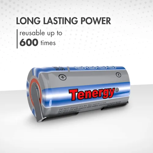 Vista 5 de Tenergy NiMH SubC 1.2V 3800mAh Baterías recargables, con pestañas, paquete de 10
