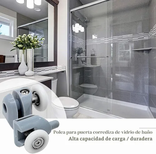 Vista 3 de Rodillos de puerta de ducha, corredores, ruedas, poleas de 0.984 in de diámetro, piezas de repuesto para baño