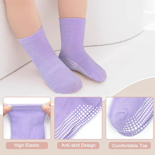 Vista 2 de SkiBeaut Calcetines para niños pequeños, 12 pares de puños antideslizantes para niños y niñas con pinzas para 1-7 años