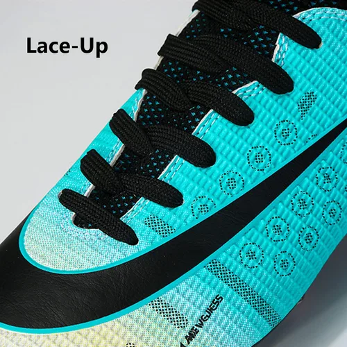 Vista 2 de Zapatos de fútbol para hombre, zapatos de fútbol de caña alta, con cordones, antideslizantes, para deportes al aire libre, atléticos, béisbol