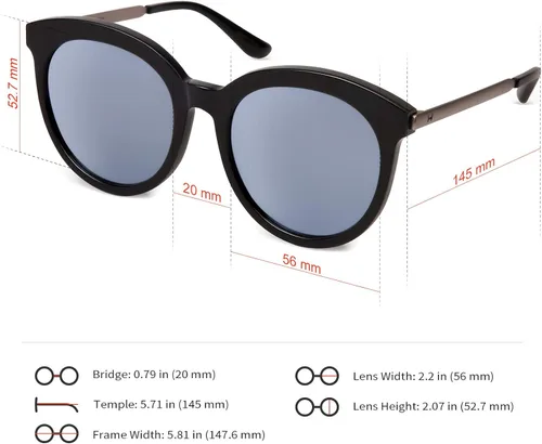 Vista 3 de MUJOSH Round Fashion Sunglasses for women with Retro Acetate Frame 100% UV Protection