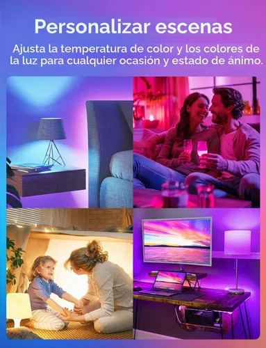 Vista 6 de Refoss Las bombillas inteligentes funcionan con Apple HomeKit, bombillas inteligentes que cambian de color compatibles con Siri, Alexa y Google