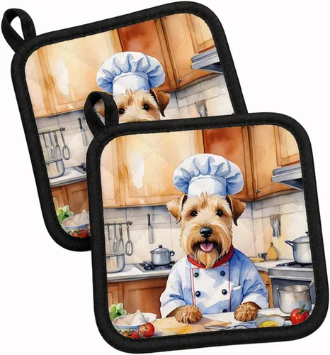 Vista 114 de Caroline's Treasures Coton de Tulear El Chef Par de Agarraderas de Ollas de Cocina Resistentes al Calor Juegos de Agarraderas de Ollas Almohadillas