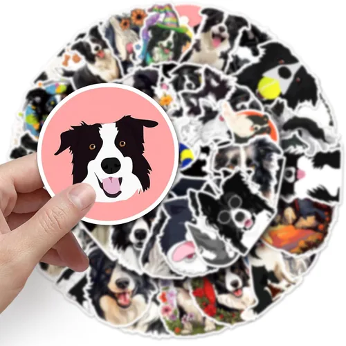 Vista 4 de 50 calcomanías para perros Border Collie, lindas calcomanías de vinilo impermeables para decoración de laptop, botella de agua, teléfono, ventana