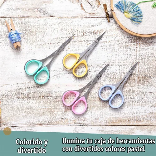 Vista 8 de Beaditive Juego de tijeras de costura y bordado (2 piezas) curvadas y rectas, afiladas, de acero inoxidable Puntas de precisión, mango ergonómico