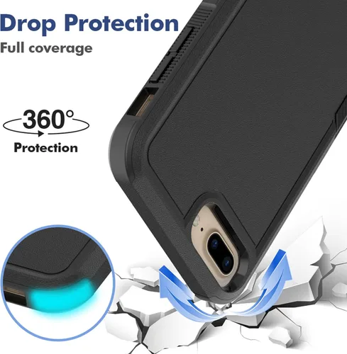 Vista 3 de MDCN Funda para iPhone 8 Plus, iPhone 7 Plus: funda protectora de doble capa resistente para teléfono celular, a prueba de golpes, resistente