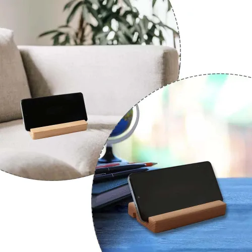 Vista 5 de Soporte rectangular de madera para teléfono móvil, soporte para teléfono celular, soporte universal para teléfono celular, 1 unidad, 5.55 x 3.15 x