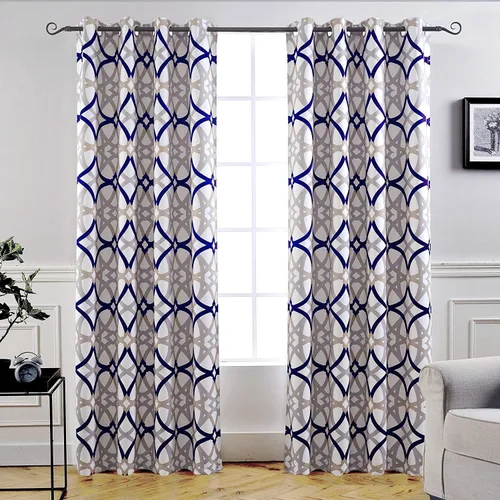 Vista 40 de Cortinas DriftAway Alexander de oscurecimiento para sala de estar, mezcla de lino con patrón, térmicas, oscurecedoras, geométricas, estilo marroquí