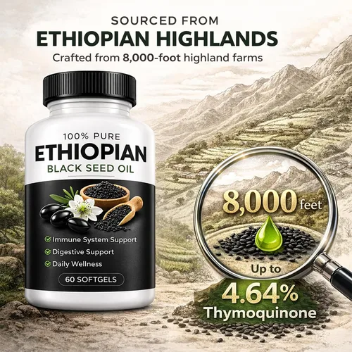 Vista 3 de Cápsulas de aceite de semilla negra etíope - 4.64% timoquinona, 60