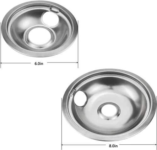 Vista 2 de Paquete de 4 cuencos reflectantes cromados universales para estufas de gas, anillos de repuesto para Amana Crosley Frigidaire Maytag Whirlpool dos