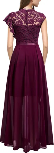 Vista 2 de Miusol Vestido largo formal de encaje floral con volantes para dama de honor