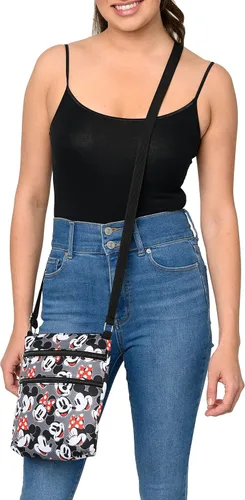 Vista 6 de Disney Bolso cruzado de Mickey Minnie Mouse con estampado de pasaporte y viaje gris