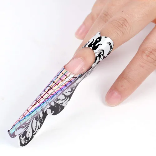 Vista 4 de DouborQ 500 piezas de formas de uñas acrílicas, puntas de extensión de uñas, formas de uñas para uñas acrílicas, uñas de gel UV, calcomanías de guía
