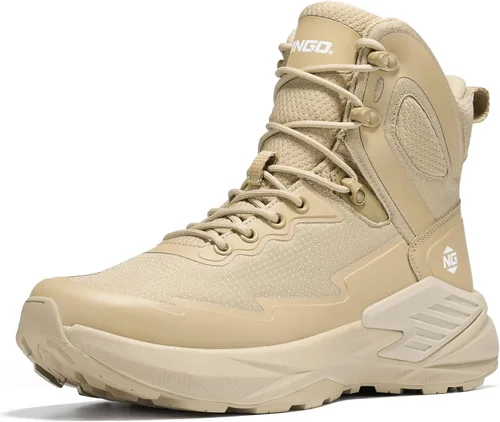Vista 9 de NINGO Men's Military Tactical Waterproof Boots, Non Slip Work Boots for Men Marrón moca