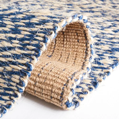Vista 6 de SAFAVIEH Natural Fiber Collection - Alfombra de pasillo de 2 x 6 pies, azul y marfil, yute hecho a mano, ideal para zonas de alto tráfico en sala