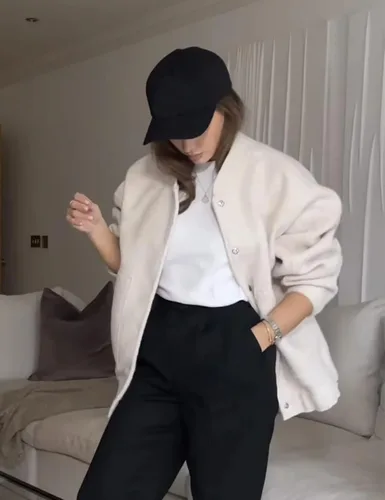 Vista 5 de Gihuo Chaquetas de mezcla de lana de gran tamaño para mujer, con botones, casual, con bolsillos, 2023