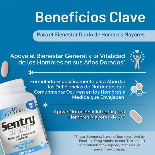 Vista 2 de 21st Century Sentry Senior Men 50+ Tabletas multivitamínicas, 100