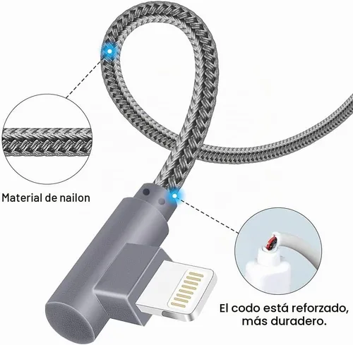 Vista 2 de APFEN Paquete de 3 cables de carga para iPhone 14 de 6 pies y 90 grados