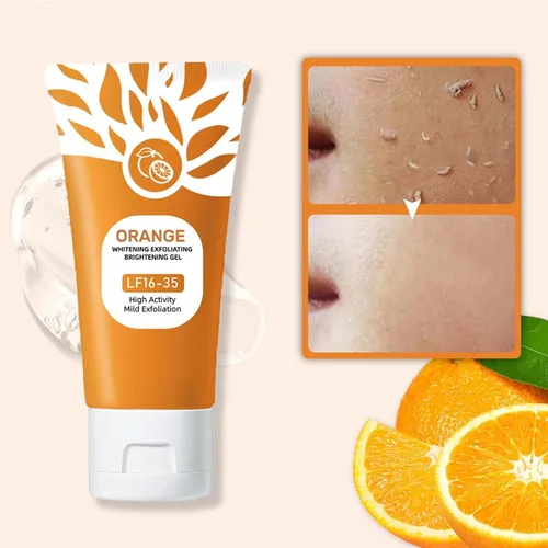 Vista 3 de Gel exfoliante naranja, exfoliante facial enzimático para limpieza profunda de poros, gel hidratante para exfoliación facial y corporal, exfoliante