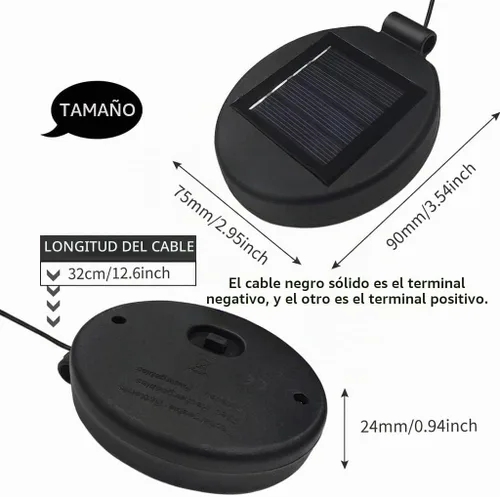 Vista 2 de Parte superior de repuesto de luz solar para luz de flor, panel solar LED, parte de repuesto para decoración de flores al aire libre, jardín, patio
