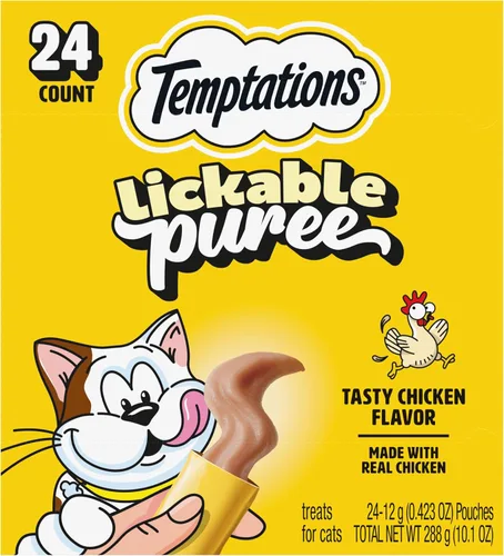 Vista 21 de Temptations Creamy Puree Golosinas Húmedas Exprimibles Lamibles para Gatos con Hígado de Res, Tubos de 0.42 oz., 4 Unidades, Paquete de 11 (44 Total)