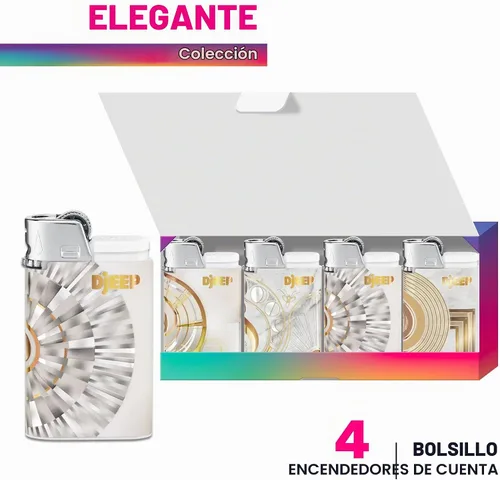 Vista 2 de DJEEP Encendedores de bolsillo, Colección Elegante con textura metálica, Encendedores únicos marmoleados, Paquete de 4 unidades de encendedores