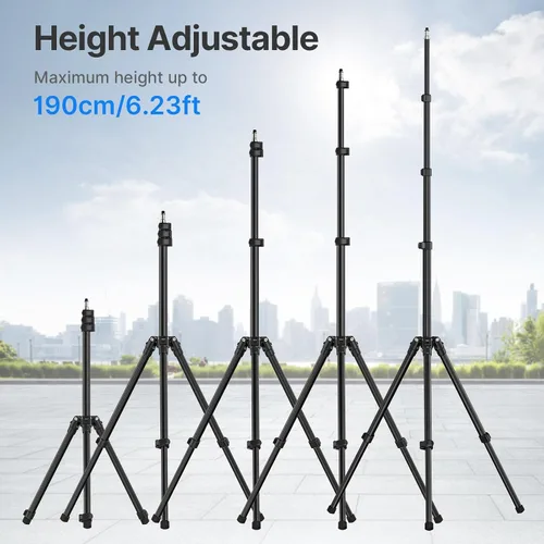 Vista 2 de ULANZI Soporte de luz de aluminio negro, trípode extensible de 6.32 pies para luces estroboscópicas, cámaras web, cámaras y cajas de luz blandas