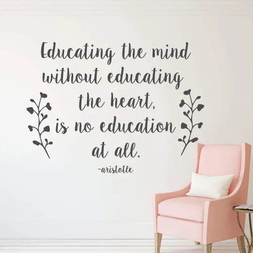 Vista 6 de Aristotle Educational Quote Wall Decal Educating The Mind Without Educating The Heart Removable Vinyl Sticker for Bedroom, Homeschool, Classroom
