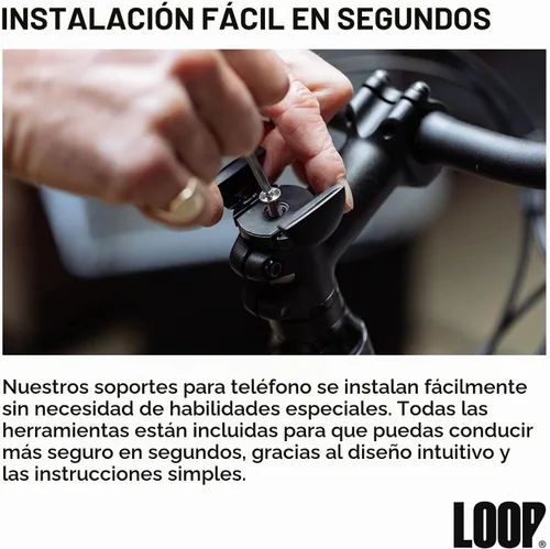 Vista 3 de Loop Micro Mount - Soporte de teléfono de bicicleta súper compacto para iPhone y Samsung - Soporte de tapa de vástago de metal, fácil instalación