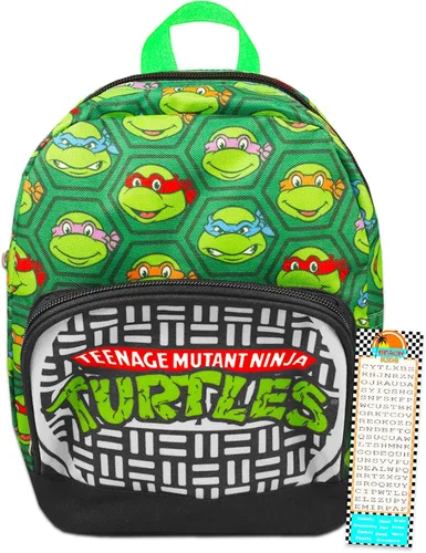 Vista 2 de Teenage Mutant Ninja Turtles Mini mochila para adolescentes - Mochila TMNT de lona de 10 pulgadas con bolsillo frontal y marcador Paquete