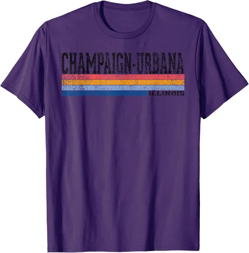 Vista 76 de clásico 1980s estilo champaign-urbana Illinois T Shirt, hombre 2XL, Blanco