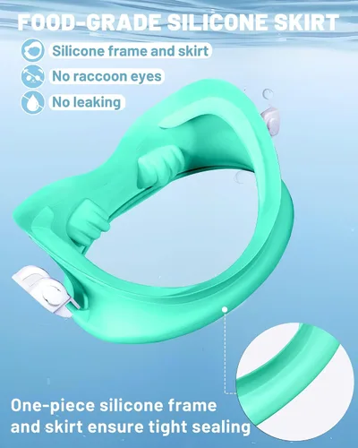 Vista 4 de Water Space Diving Mask for Youth Adults Men Women Oval Tempered Glass Lens 180° Clear View Snorkeling Swimming