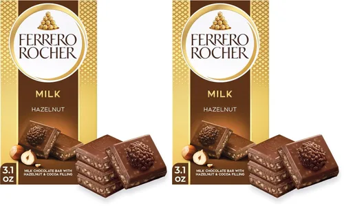 Vista 8 de Ferrero Rocher Chocolate premium, barra de chocolate con leche, relleno de avellana y cacao, ideal para compartir, 8 unidades, 3.1 onzas cada una