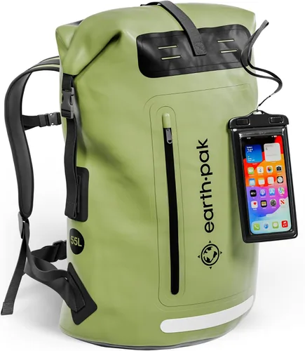 Vista 20 de Earth Pak Mochila impermeable - Mochila de senderismo resistente - Bolsa con cierre enrollable - Bolsa seca acolchada con carcasa impermeable