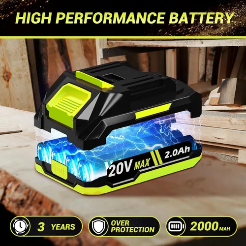 Vista 6 de Mini motosierra inalámbrica con batería de 2000 mAh y cargador rápido y 2 cadenas, la mejor motosierra eléctrica de 6 pulgadas con sistema de aceite