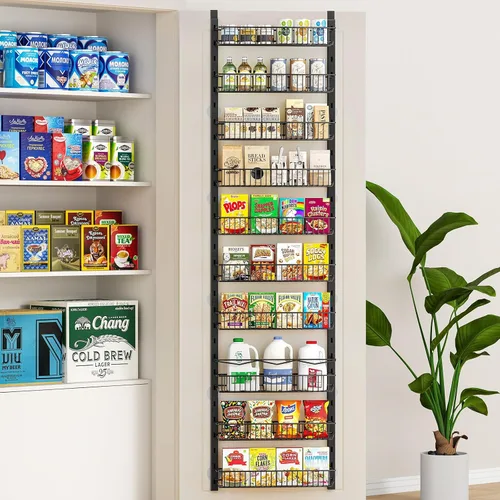 Vista 2 de MIAOLI Organizador de despensa sobre la puerta, estante de especias ajustable de 10 niveles, organizador de condimentos colgante para cocina, baño