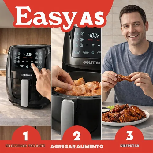 Vista 10 de Gourmia Freidora de aire - Capacidad de cesta de 4 cuartos de galón, 12