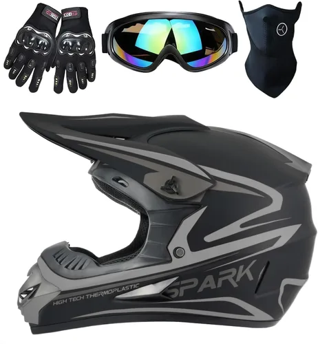 Vista 16 de Casco para niños y jóvenes para bicicleta de tierra, motocross, todoterreno, motocicleta, ATV, UTV, bicicleta de calle, Combo de guantes, gafas