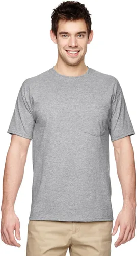 Vista 61 de Jerzees Camiseta pesada con cuello redondo y bolsillo en el pecho para hombre